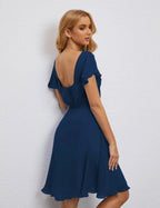 Numbersea U Back Homecoming Dress Formal Prom Dress Knee Length Short Sleeves Cocktail Party Dress 28077 by numbersea