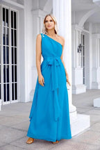 Ladies Chiffon One Shoulder Bridesmaid Evening Dress Wedding Party Evening Dress 28133 by numbersea