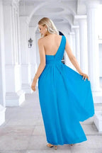 Ladies Chiffon One Shoulder Bridesmaid Evening Dress Wedding Party Evening Dress 28133 by numbersea
