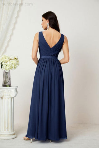 Women's Chiffon Long Bridesmaid Dresses A line Sleeveless Formal Prom Gown for Evening Party Homecoming Dresses 2808