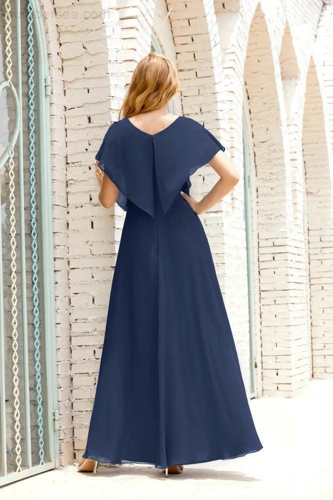 Numbersea Mother of The Bride Dresses Plus Size V-Neck Floor Length Formal Prom Dress for Wedding Guest 28020 by numbersea