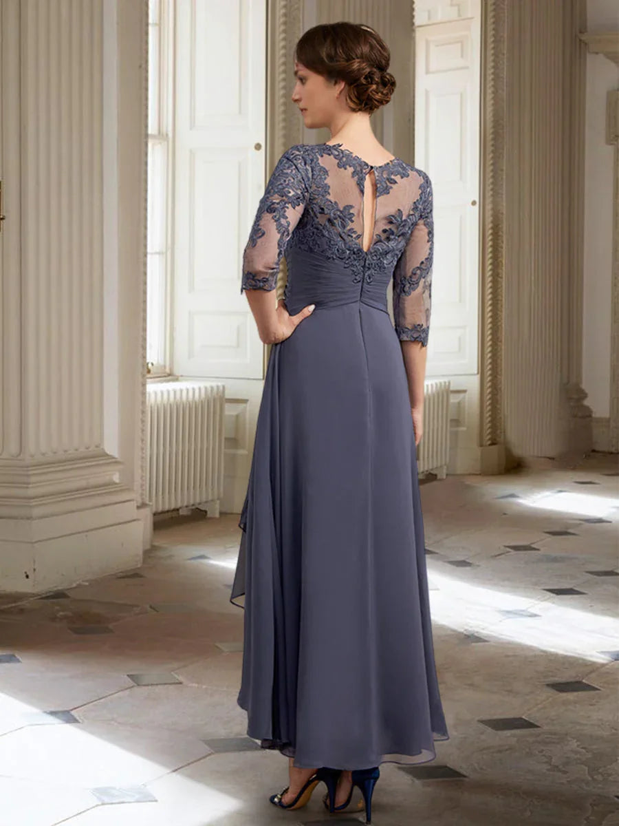 Vestidos de madre de la novia de manga larga con corte A/princesa y apliques 