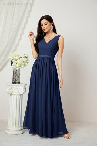 Women's Chiffon Long Bridesmaid Dresses A line Sleeveless Formal Prom Gown for Evening Party Homecoming Dresses 2808