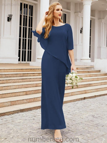 Sunnderly Formal Party Gown Dress Long Mother of The Bride Dresses with Ruffle Cape SY28026