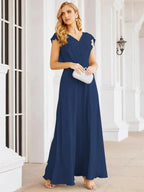 Sunnderly Bridesmaid Dresses Cape Formal Prom Dress Open Back Gowns for Mother of The Bride SY28058 by numbersea