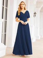 Numbersea Formal Prom Gowns for Mother of The Bride Short Sleeves Bridesmaid Dress 28049 by numbersea