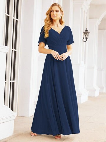 Numbersea Formal Prom Gowns for Mother of The Bride Short Sleeves Bridesmaid Dress 28049