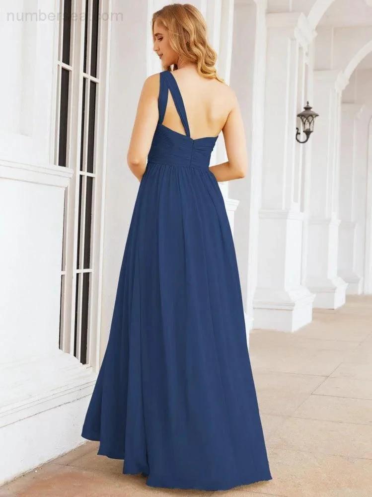 Numbersea One Shoulder Bridesmaid Dresses Long Maxi Formal Evening Party Prom Gowns 28061 by numbersea