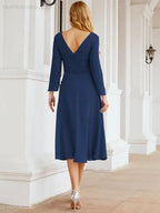 Bridesmaid Dress V-Back Waist Belt Mother of the Bride Wedding Guest SY28031 by numbersea