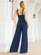 Numbersea Crisscross Neck Jumpsuit Formal Evening Dress Long Bridesmaid Dresses Bell-bottomed Pants 28033 by numbersea