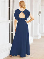 Sunnderly Bridesmaid Dresses Cape Formal Prom Dress Open Back Gowns for Mother of The Bride SY28058 by numbersea