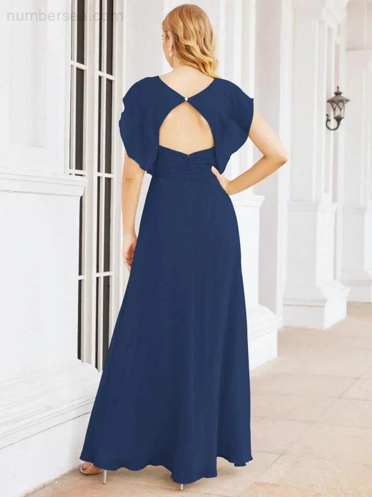 Sunnderly Bridesmaid Dresses Cape Formal Prom Dress Open Back Gowns for Mother of The Bride SY28058 by numbersea