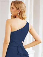 Numbersea One Shoulder Bridesmaid Dresses Long Formal Prom Gowns 28048
