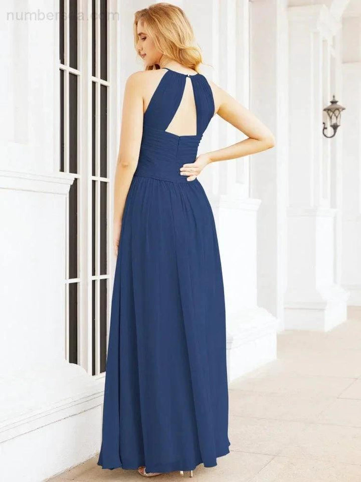 Numbersea Sleeveless Bridesmaid Dresses Long Prom Gown Zipper with Keyhole Back 28056 by numbersea