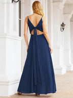 Numbersea Spaghetti Strap Bridesmaid Dresses V Neck Butterfly Back Fromal Evening Party Prom Gown 28036 by numbersea