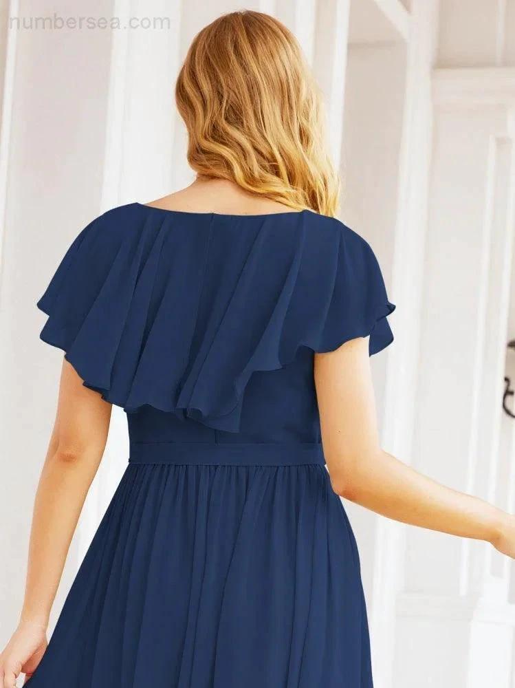 Bridesmaid Dresses with Flutter Sleeves Formal Evening Party Prom Gowns 28044 by numbersea