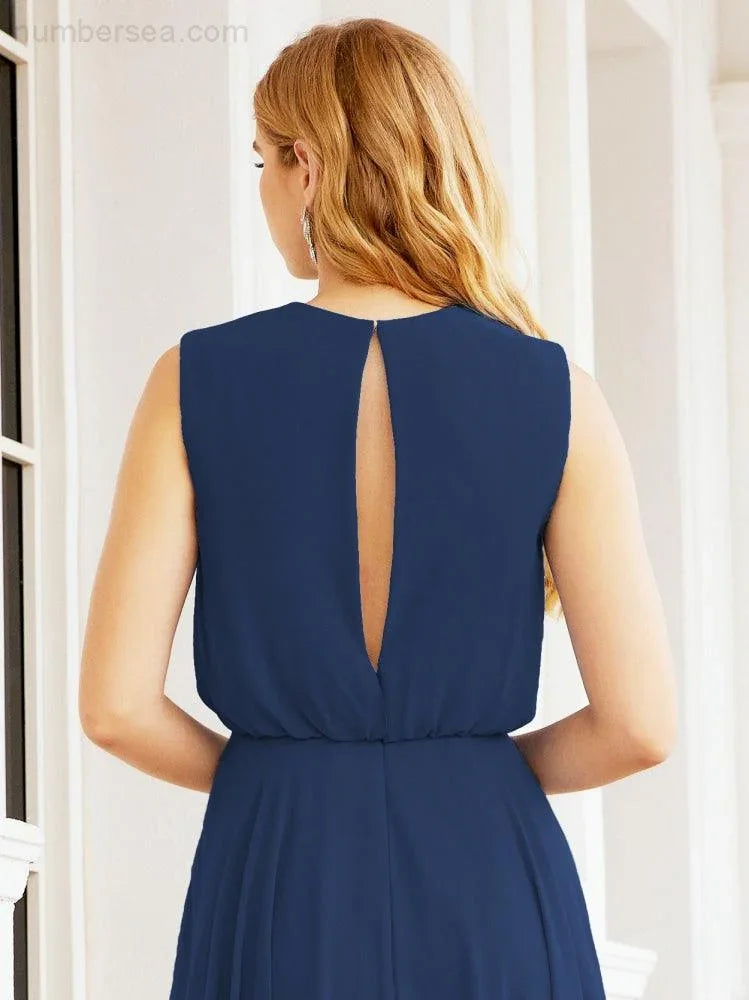 Numbersea Sleeveless Long Bridesmaid Dress A line Formal Evening Prom Gown 28025
