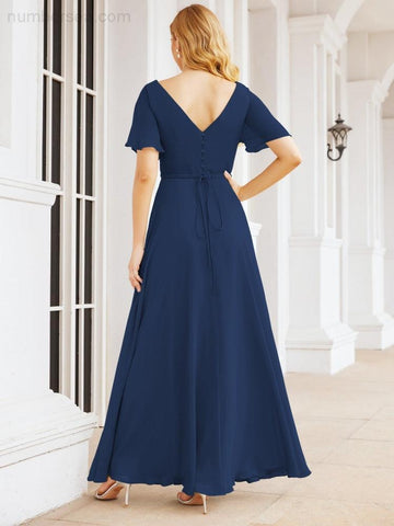 Numbersea Formal Prom Gowns for Mother of The Bride Short Sleeves Bridesmaid Dress 28049