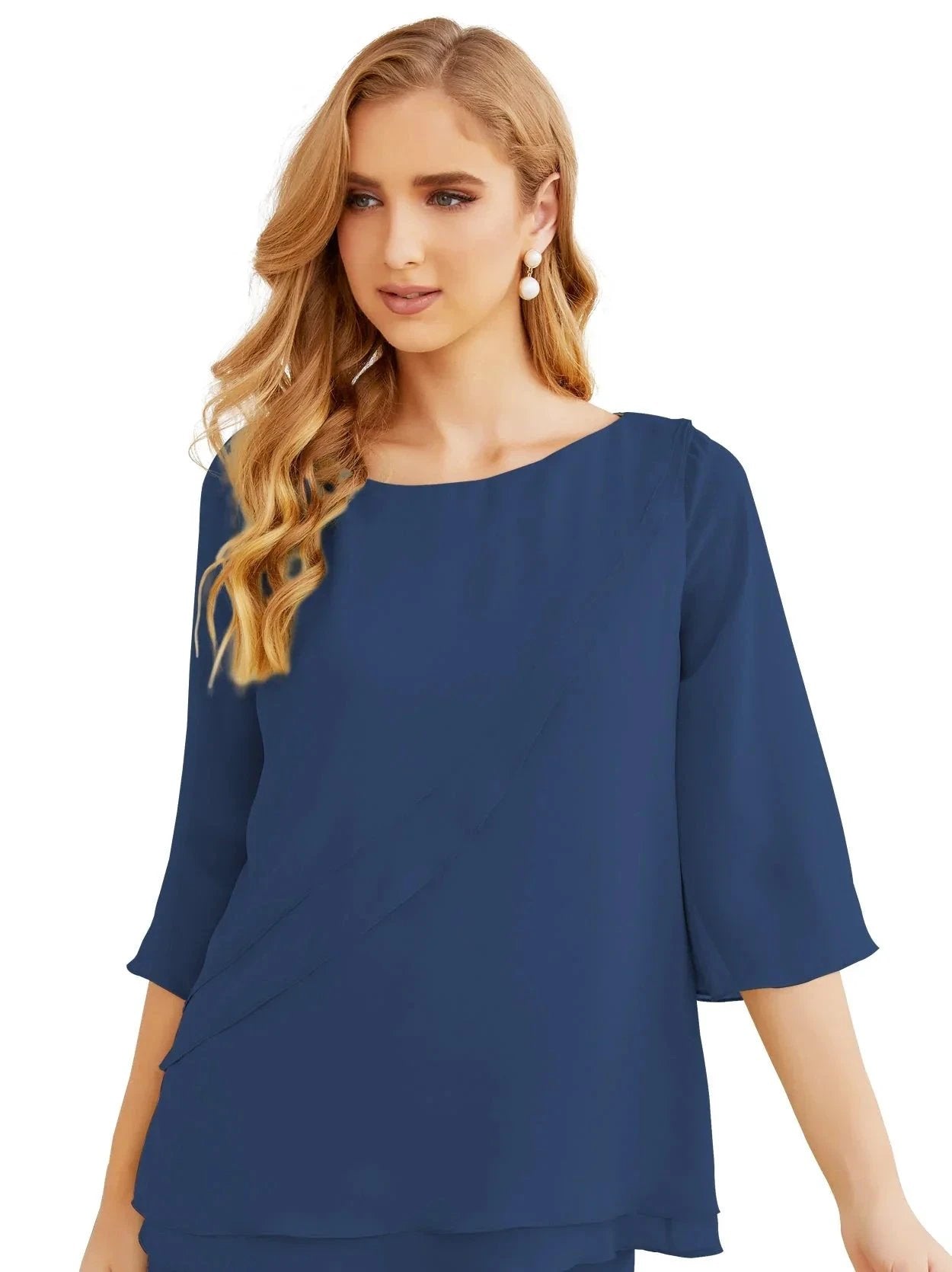 Sunnderly Elegant 2 Piece Mother of The Bride Dress Plus Size Pant Suits Ruffle Layers Sliver Housecoat SY28064 by numbersea