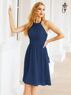 Numbersea Halter Chiffon Bridesmaid Dresses Short Sleeveless Formal Party Dress Open Back 28023 by numbersea