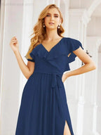 Bridesmaid Dresses with Flutter Sleeves Formal Evening Party Prom Gowns 28044 by numbersea