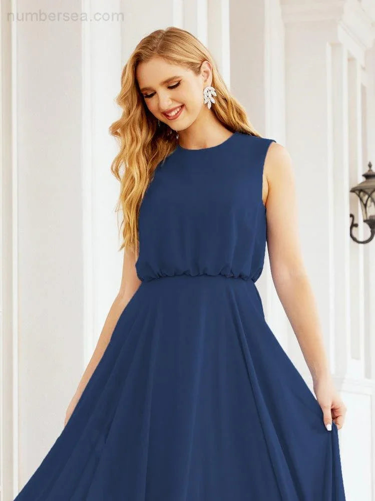 Numbersea Sleeveless Long Bridesmaid Dress A line Formal Evening Prom Gown 28025