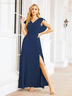 Sunnderly Bridesmaid Dresses Cape Formal Prom Dress Open Back Gowns for Mother of The Bride SY28058 by numbersea