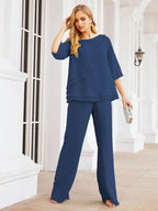 Sunnderly Elegant 2 Piece Mother of The Bride Dress Plus Size Pant Suits Ruffle Layers Sliver Housecoat SY28064 by numbersea