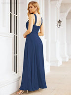 Numbersea Abiti da damigella incrociati con collo all'americana per festa, matrimonio, sera, ballo di fine anno, abiti lunghi da ballo 28053