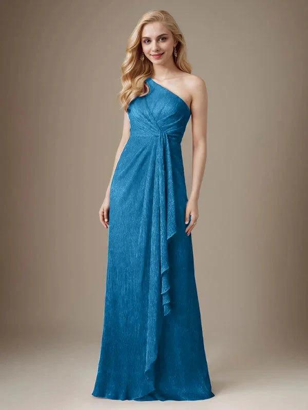 Ruby Sheath One Shoulder Metallic Mesh Dress Mother of the Bride Dress by Dreamylily