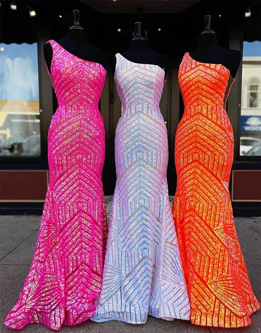Yaretzi |Mermaid Unique One Shoulder Sequins Prom Dress by KissProm