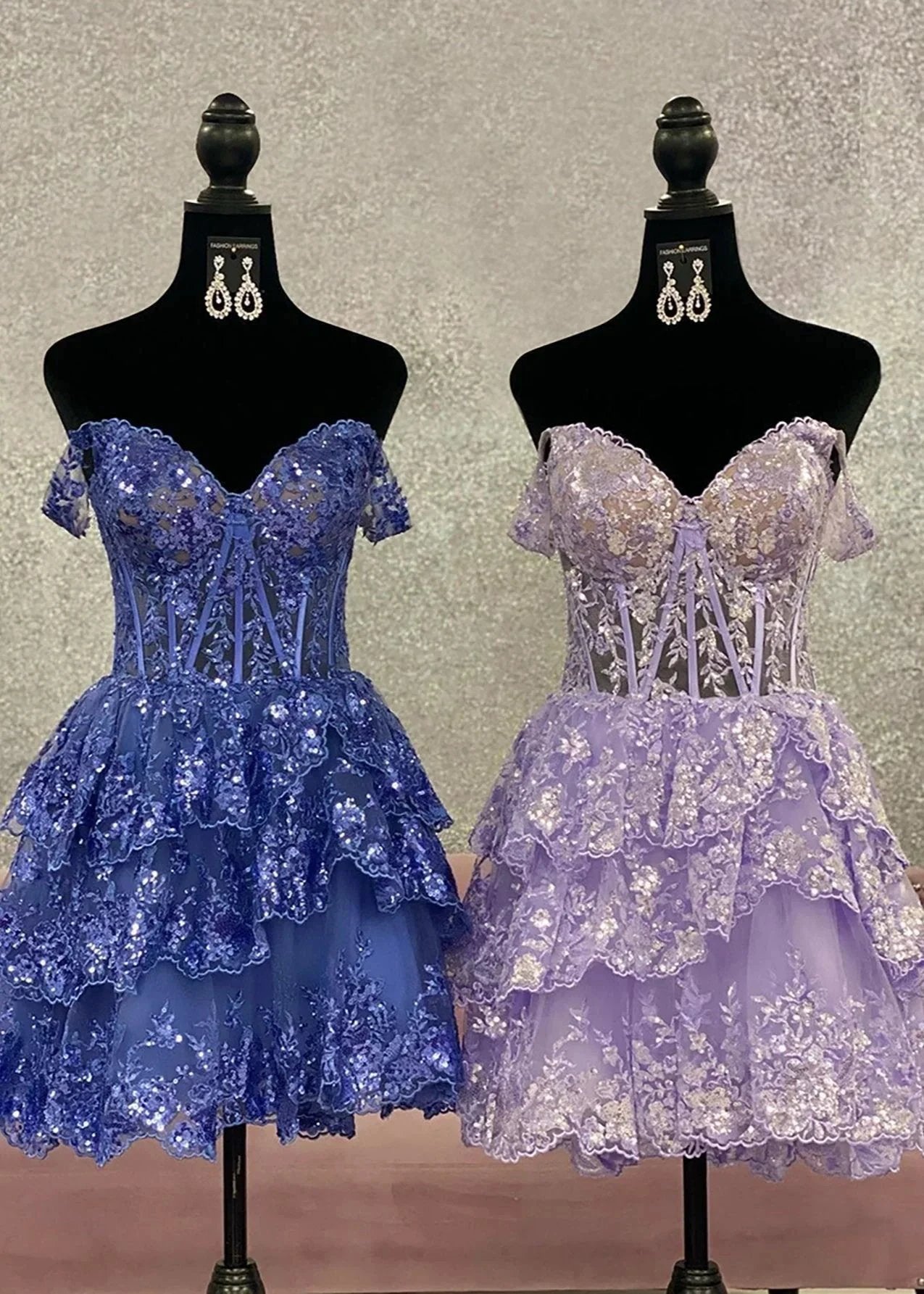 A-Line Sweetheart Tiered Short Homecoming Dress by KissProm