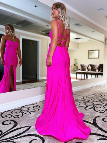 Zafiro | Vestido de fiesta de jersey con tirantes finos y corte sirena