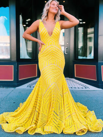 Nina | Vestido de fiesta largo estilo sirena con lentejuelas rosas y escote en V profundo