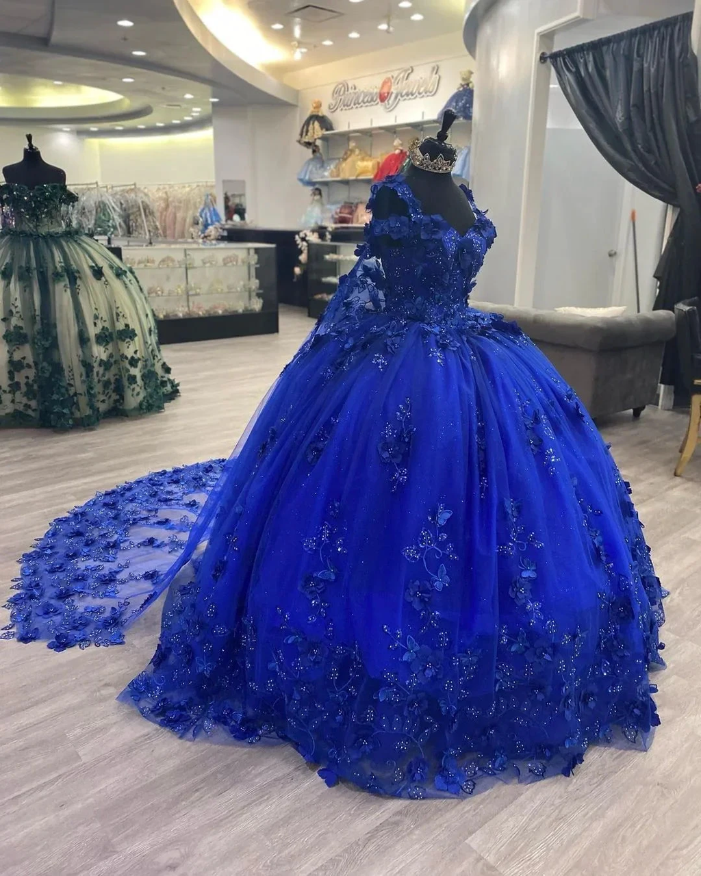 Royal Blue Sweet 16 Princess Ball Gown Quinceanera Dresses with Train for Girls Prom Party Evening Long,Y2479 by simplepromdress