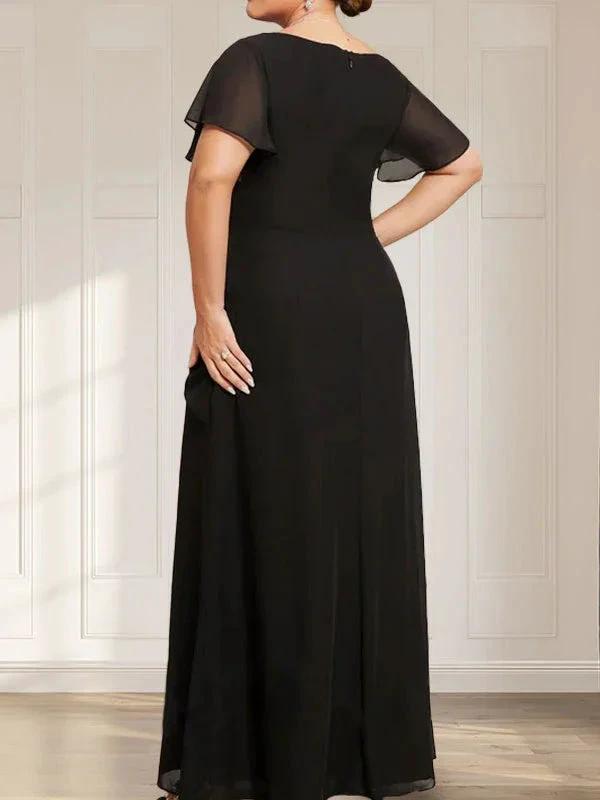 A-line Scoop Illusion Tea-Length Chiffon Lace Mother of the Bride Dress With Beading Sequins by Dreamylily