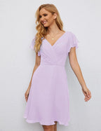 Numbersea U Back Homecoming Dress Formal Prom Dress Knee Length Short Sleeves Cocktail Party Dress 28077 by numbersea