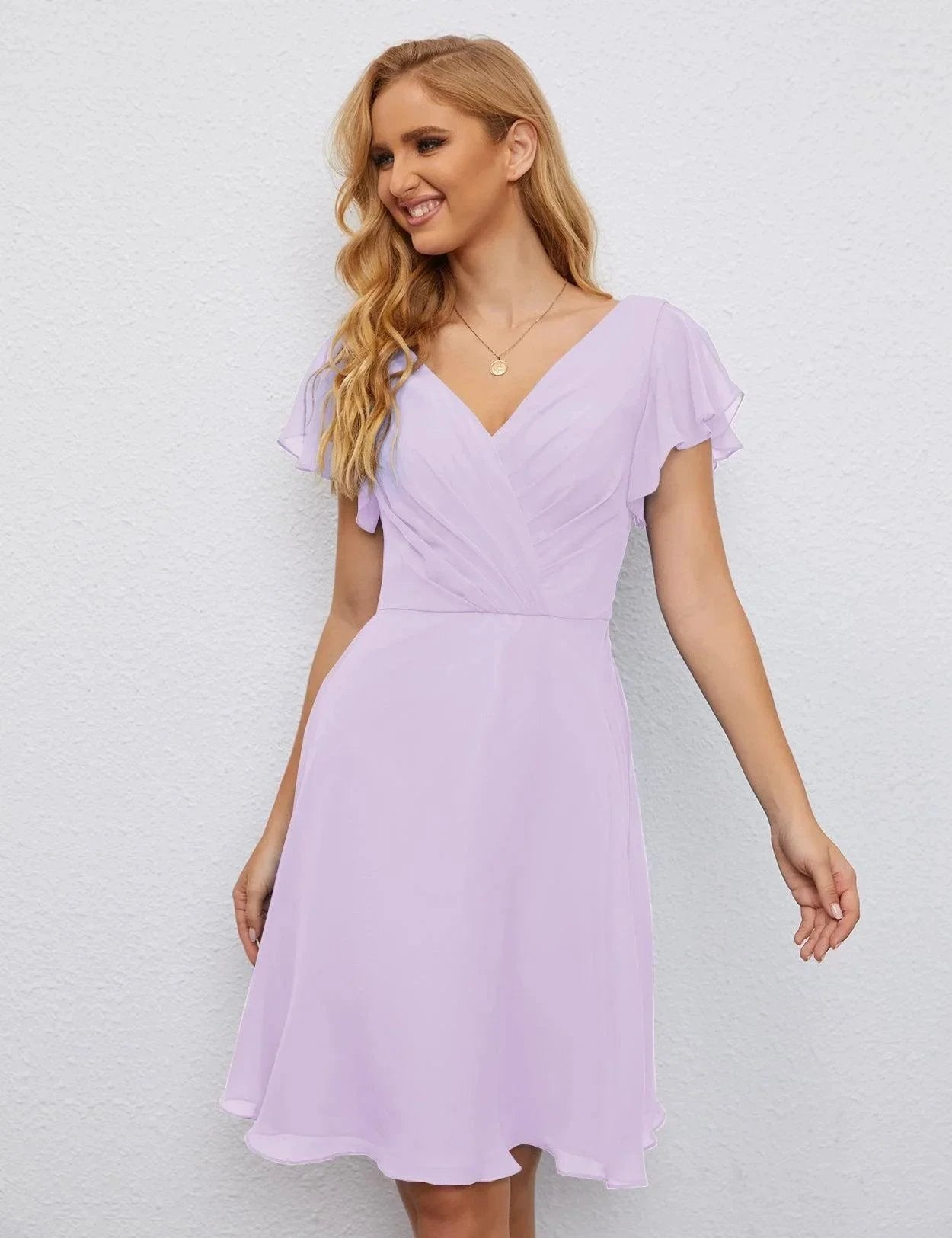 Numbersea U Back Homecoming Dress Formal Prom Dress Knee Length Short Sleeves Cocktail Party Dress 28077 by numbersea
