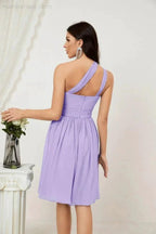 Numbersea Women Chiffon Short One Shoulder Bridesmaid Dress Formal Dresses for Party Homecoming 2804 by numbersea
