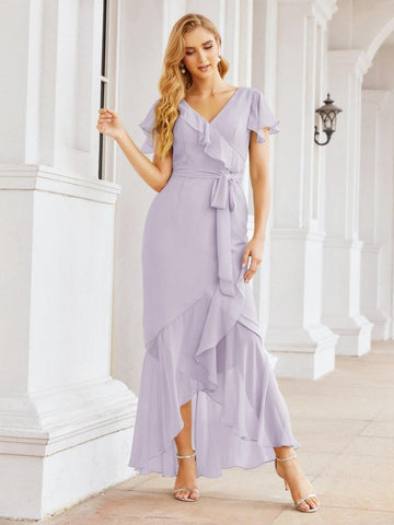 Numbersea Ruffled Bridesmaid Dresses Mermaid Formal Violin Evening Party Prom Gowns 28042