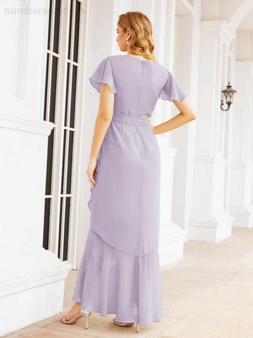 Numbersea Ruffled Bridesmaid Dresses Mermaid Formal Violin Evening Party Prom Gowns 28042