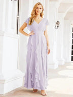 Ruffled Bridesmaid Dresses with Sleeves Long Formal Party Dress 28041 by numbersea