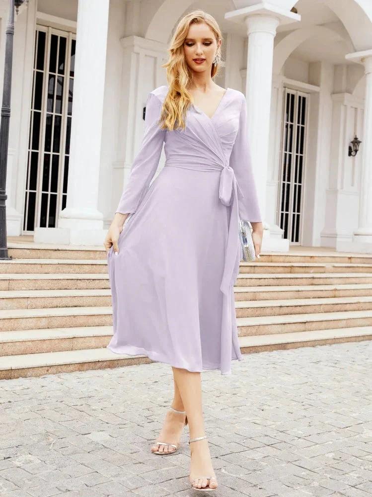 Bridesmaid Dress V-Back Waist Belt Mother of the Bride Wedding Guest SY28031 by numbersea
