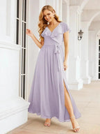 Bridesmaid Dresses with Flutter Sleeves Formal Evening Party Prom Gowns 28044 by numbersea