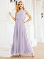 Numbersea Sleeveless Long Bridesmaid Dress A line Formal Evening Prom Gown 28025