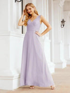 Formal Prom Gown Elegant V-Neck Sleeveless Bridesmaid Dresses for Wedding Party 28037 by numbersea