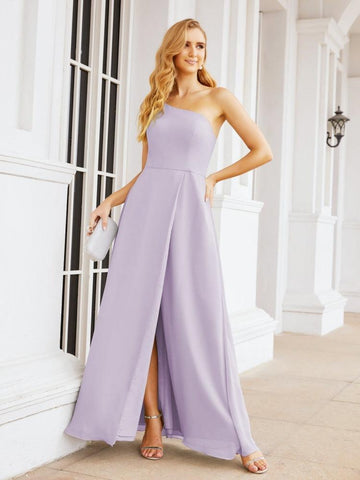 Numbersea Women's One Shoulder Formal Prom Gowns for Mother of The Bride Side Slit Bridesmaid Dresses 28052