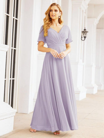 Numbersea Formal Prom Gowns for Mother of The Bride Short Sleeves Bridesmaid Dress 28049