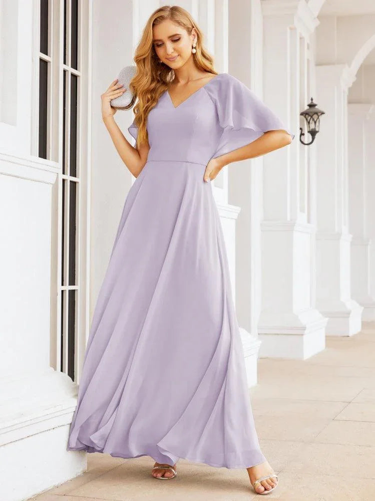Numbersea Bridesmaid Dresses for Wedding Formal Evening Party Prom Gown with Cape 28050