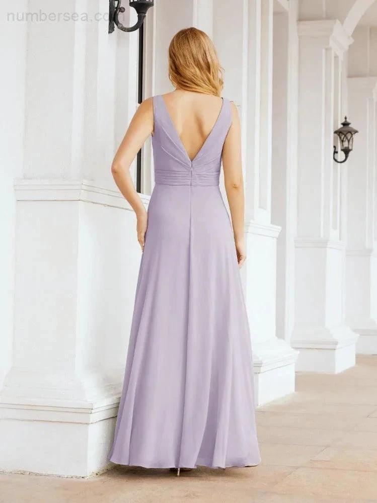Numbersea Bridesmaid Dresses for Wedding Ruffles Long Formal Prom Gowns 28039 by numbersea